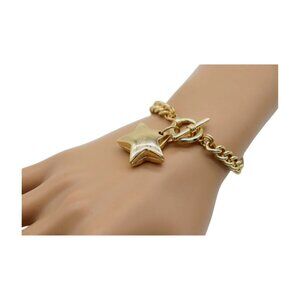 Women Gold Metal Chain Link Wrist Bracelet Fashion Jewelry Lone Star Charm TX